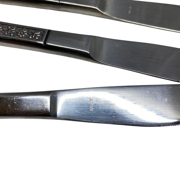 Set Of 4 Floral Handle Stainless Steel Butter Hand Forged Finesse Korea Vintage - Picture 5 of 5